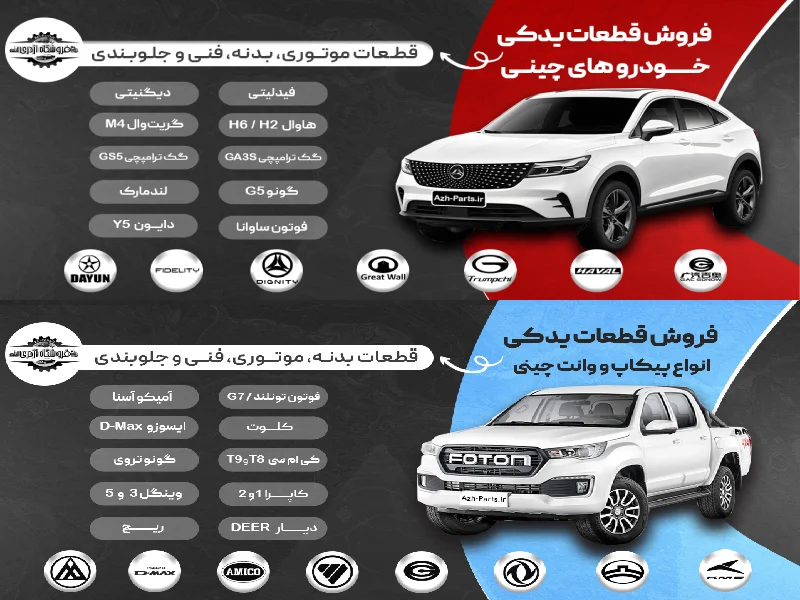 بهترین مراکز فروش لوازم یدکی خودرو چینی در تهران - آدرس و تماس لوازم یدکی چینی در تهران - فروشندگان لوازم یدکی ماشین چینی تهران - ام وی ام پارت کامران